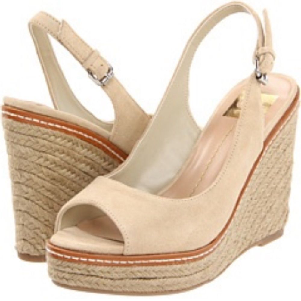 Dolce Vita Tan Suede Wedge Heels w/ Open Toe and Ankle Strap- Size 8.5